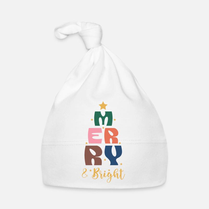 Fröhlicher und heller Weihnachtsbaum Baby Bio-Mütze