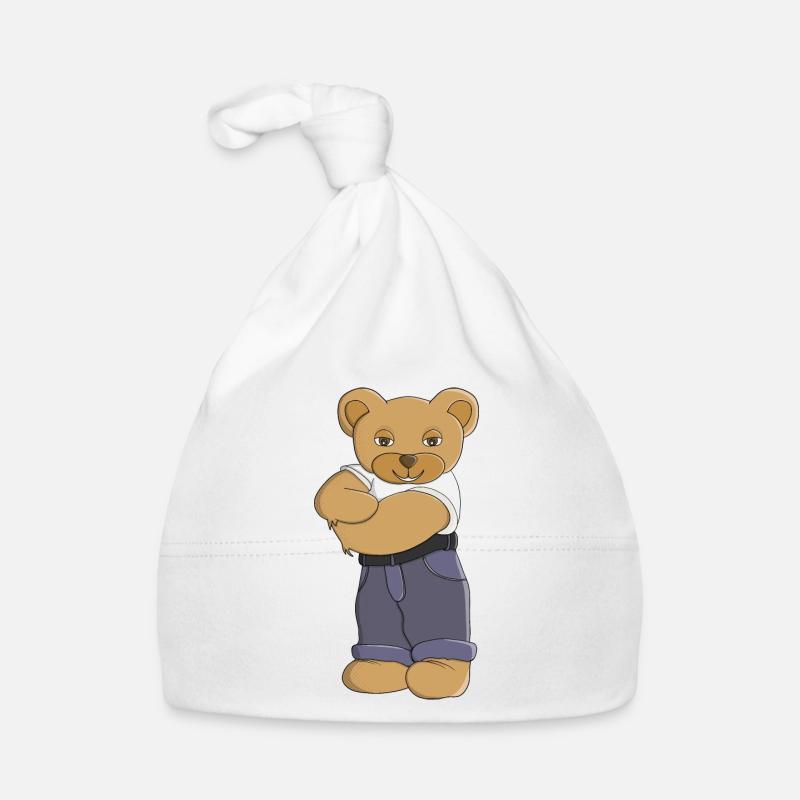 Teddybär mit verschränkten Armen Baby Bio-Mütze