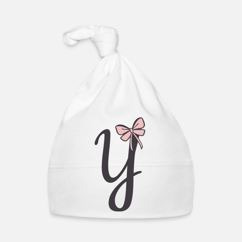 Initial Letter Y Ribbon Organic Baby Cap