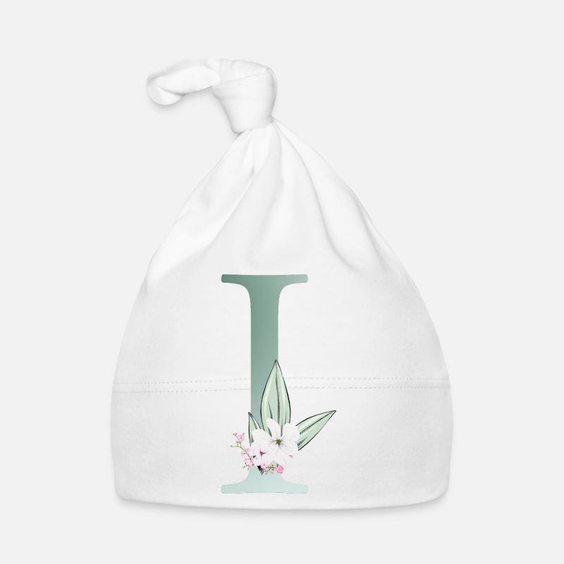 I Monogramm, Floral, personalisierbar Baby Bio-Mütze