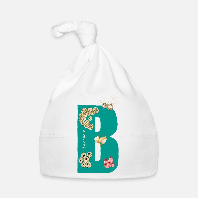 Lettre B avec éléments naturels Bleu Vert Bonnet bio Bébé