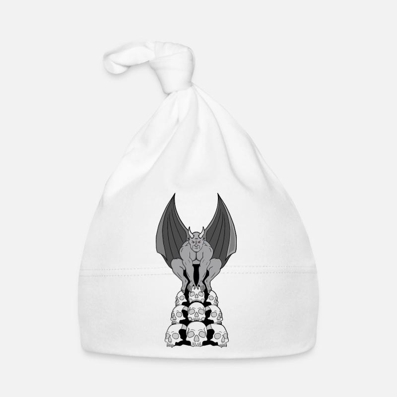 Démon gargouille sur crânes Bonnet bio Bébé