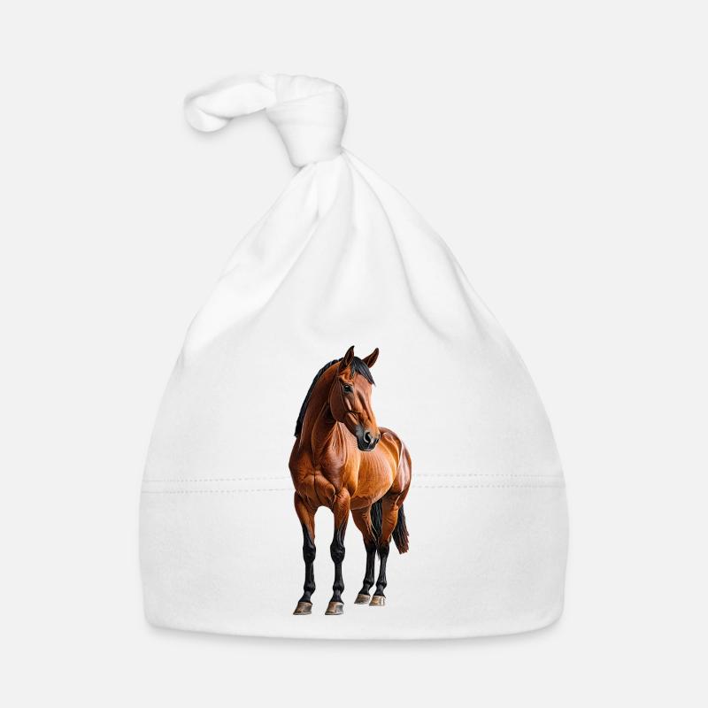 Cheval - Bonnet bio Bébé - blanc