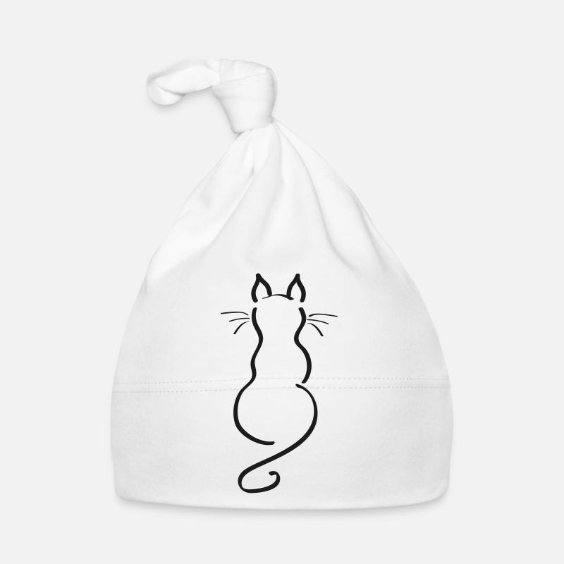 Cat Minimalist Line Back Plain Organic Baby Cap
