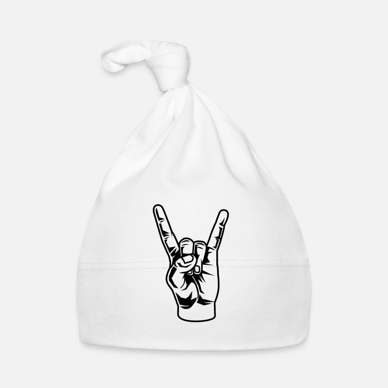 Main rock 'n' roll - Bonnet bio Bébé - blanc