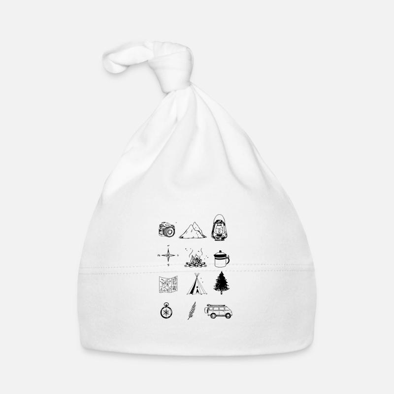 Camping Essentials Extérieur, Graphismes d’été, Vanlife - Bonnet bio Bébé - blanc