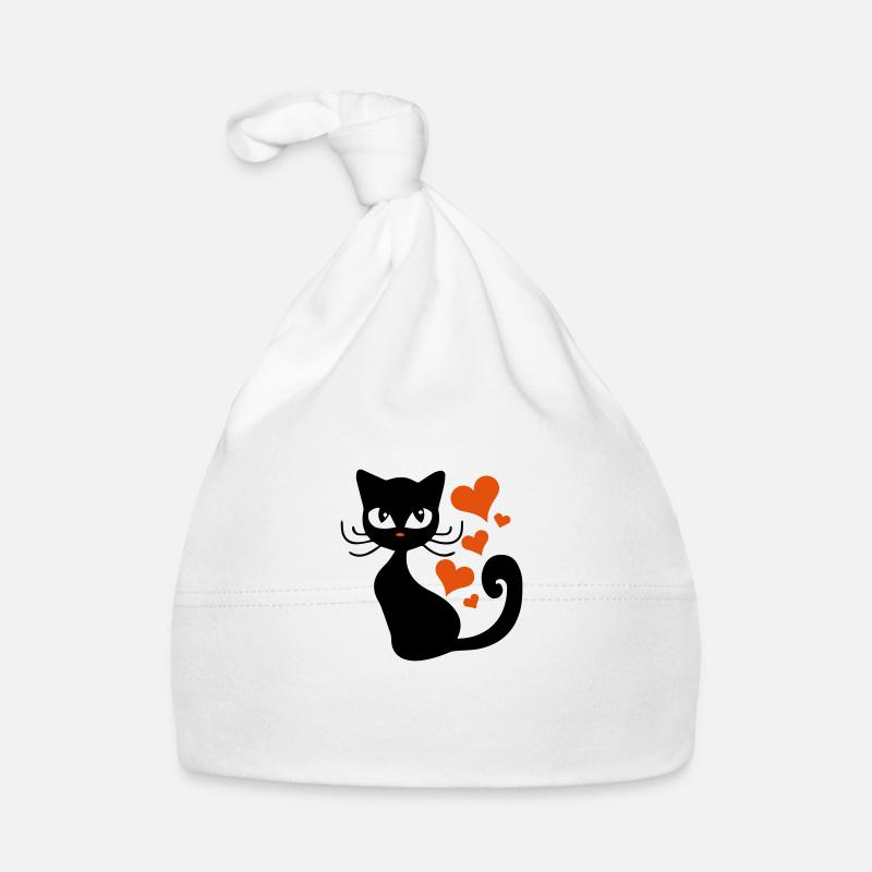 chat chaton chaton amour - Bonnet bio Bébé - blanc