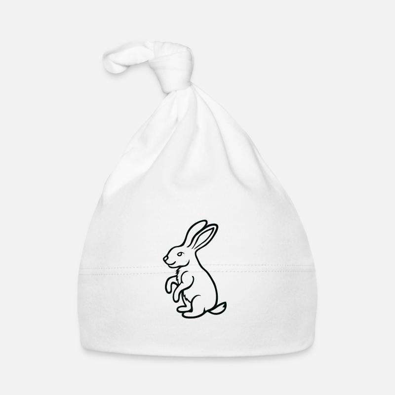 Art au trait de lapin - Bonnet bio Bébé - blanc