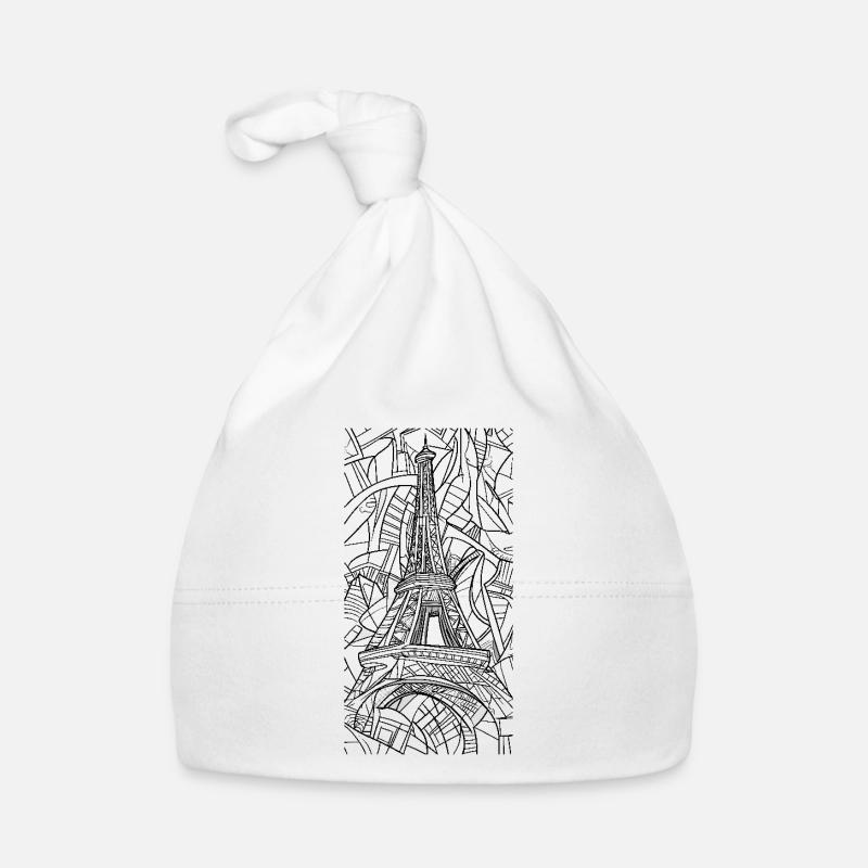 Paris Eiffelturm Frankreich Stadt Skyline Line Art Baby Bio-Mütze
