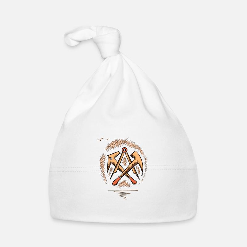Enseigne de guilde de couvreur, dessinée à la main. Dessin - Bonnet bio Bébé - blanc