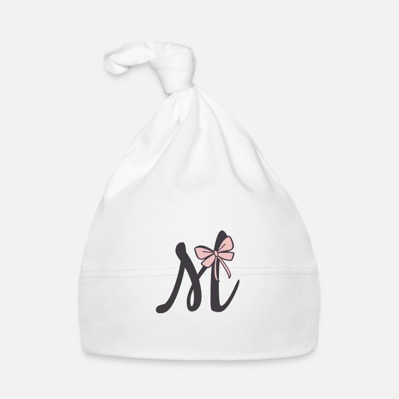 Initial letter M ribbon Organic Baby Cap