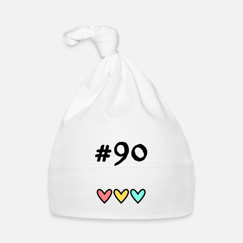 90 ANS. 90e ANNIVERSAIRE. ANNIVERSAIRE 90 ANS. 90 - Bonnet bio Bébé - blanc