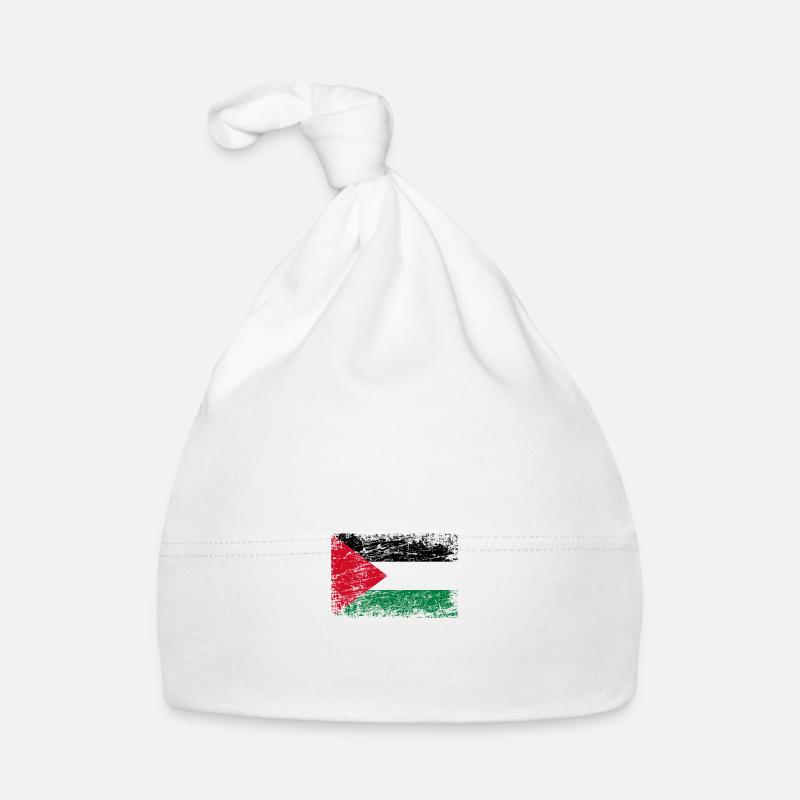 Drapeau palestinien pavillon palestinien aspect utilisé - Bonnet bio Bébé - blanc