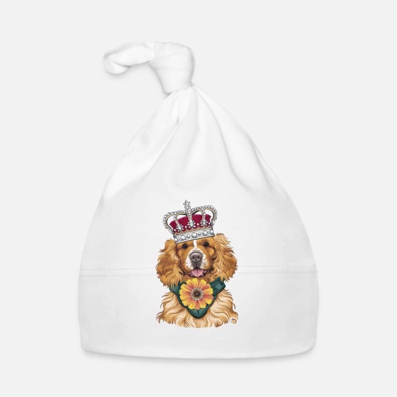 Cocker Spaniel avec fleurs et couronne Bonnet bio Bébé