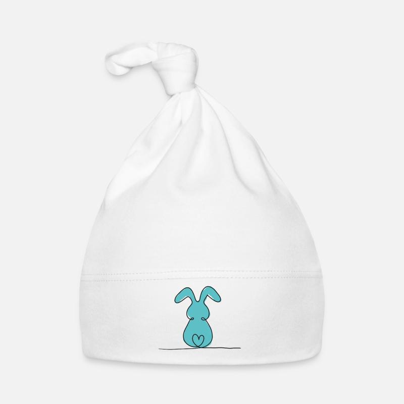 One-Line Bunny Colored Organic Baby Cap