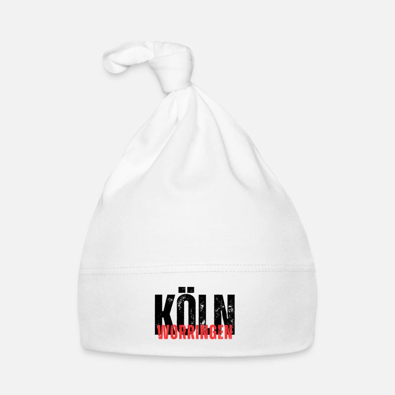 Worringen noir rouge - Bonnet bio Bébé - blanc