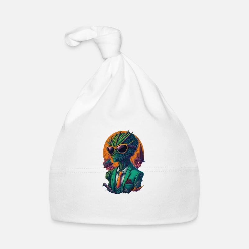 Alien dans l’espace avec lunettes de soleil et costume Bonnet bio Bébé