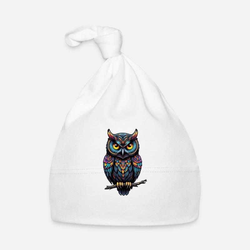 Decorative owl sitting on a branch Organic Baby Cap
