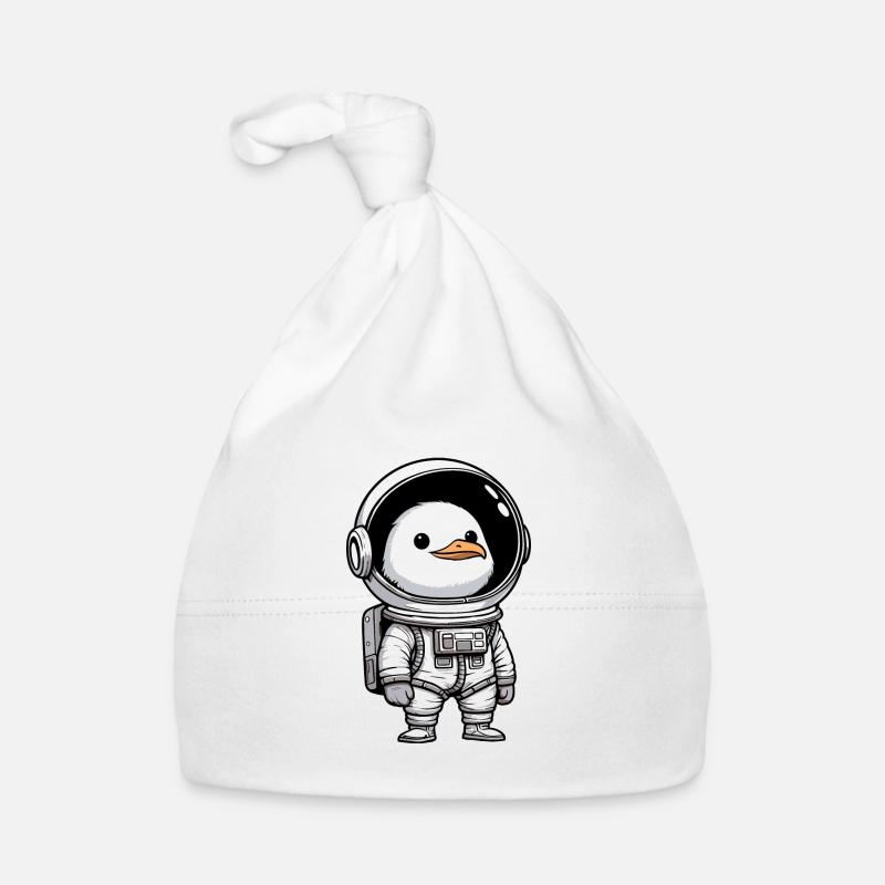 Comic Seagull Profession Astronaut in Space Spacesuit Organic Baby Cap