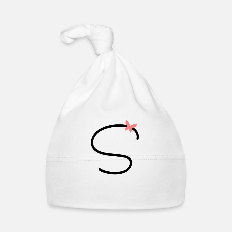 Letter S Butterfly Letter Organic Baby Cap