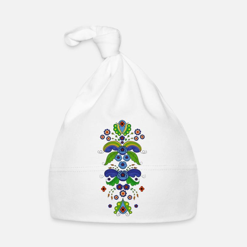 Costume de fleur folklorique - Kurbits - Bonnet bio Bébé - blanc