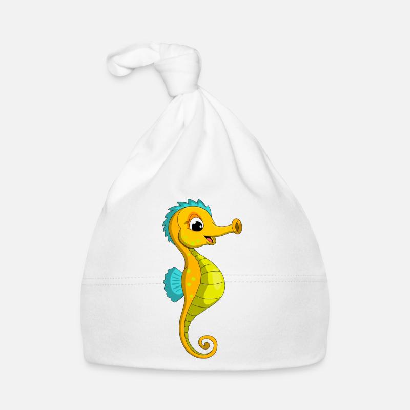 lorey.w "petit hippocampe", fille - Bonnet bio Bébé - blanc