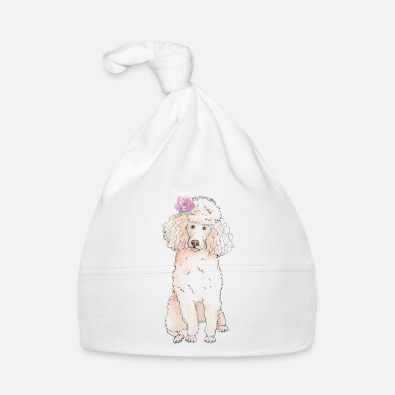 Pudel mit Blume Baby Bio-Mütze