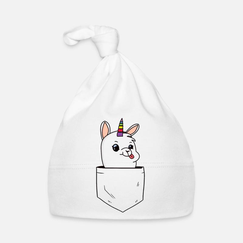 Lama avec Licorne Se cache dans une poche de poitrine Bonnet bio Bébé