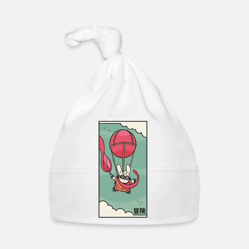 Lapin volant - Bonnet bio Bébé - blanc