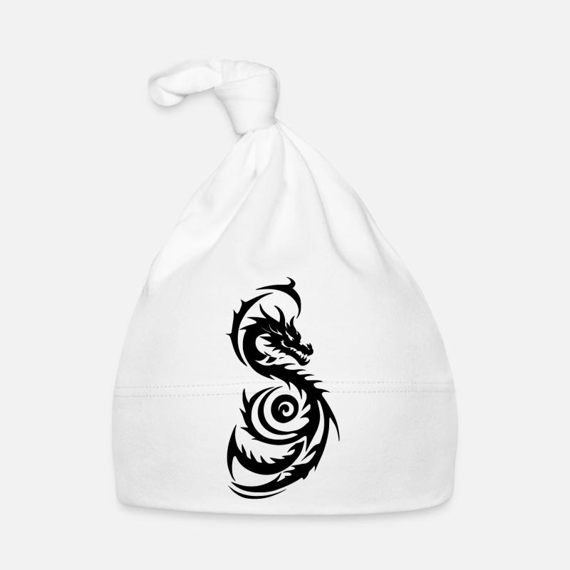 Schwarzer Tribal Fantasy Drache Baby Bio-Mütze