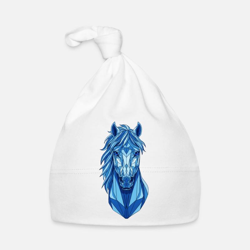 Cheval Bleu Géométrique Bonnet bio Bébé