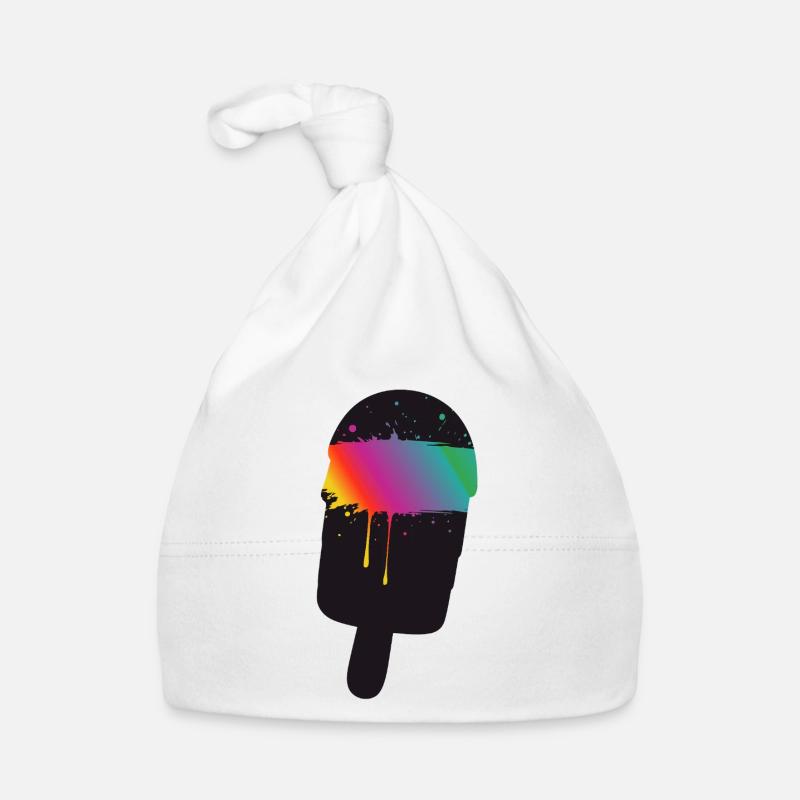 Regenbogen Eis Silhouette Street Art Style  Baby Bio-Mütze