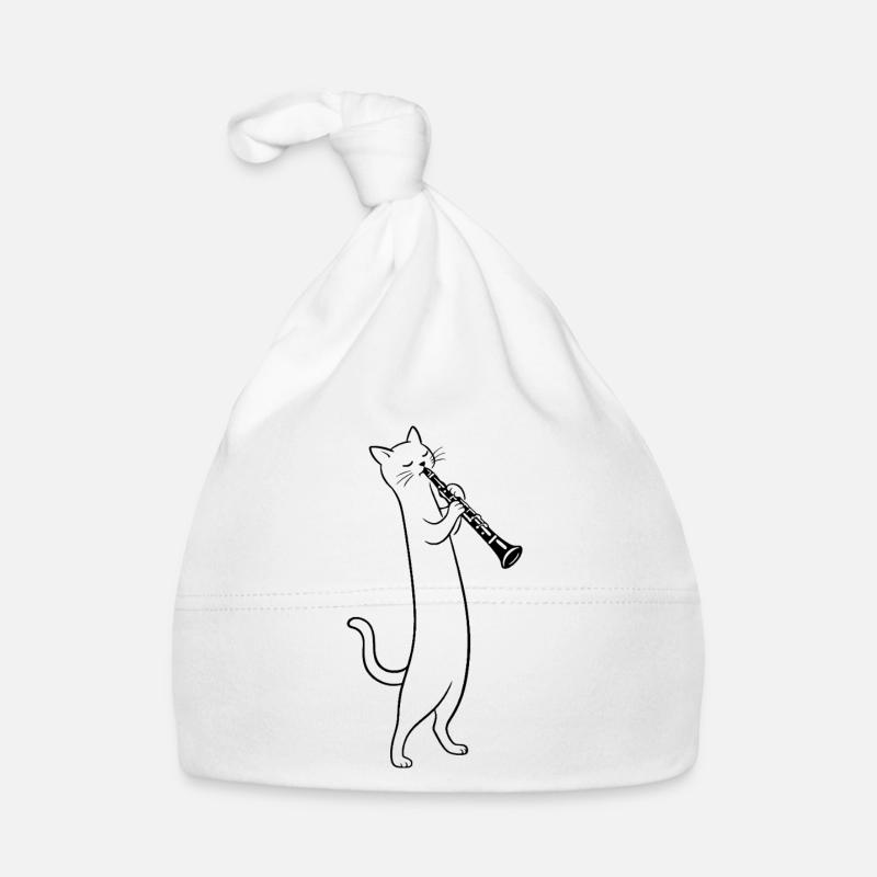 Cat plays clarinet Organic Baby Cap
