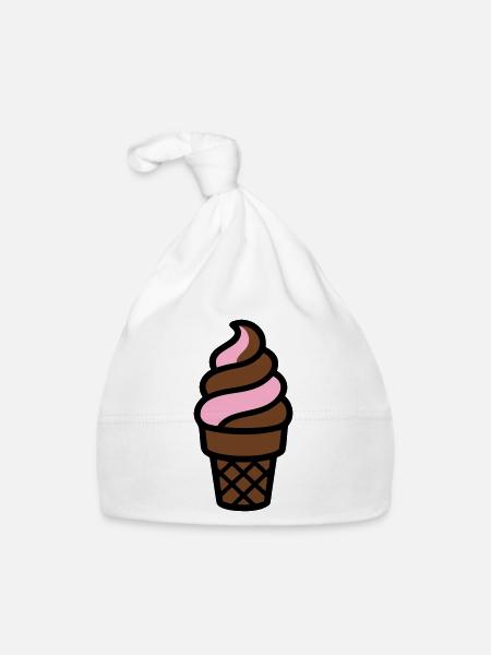 Logo du cornet de glace souple - Bonnet bio Bébé - blanc - Devant