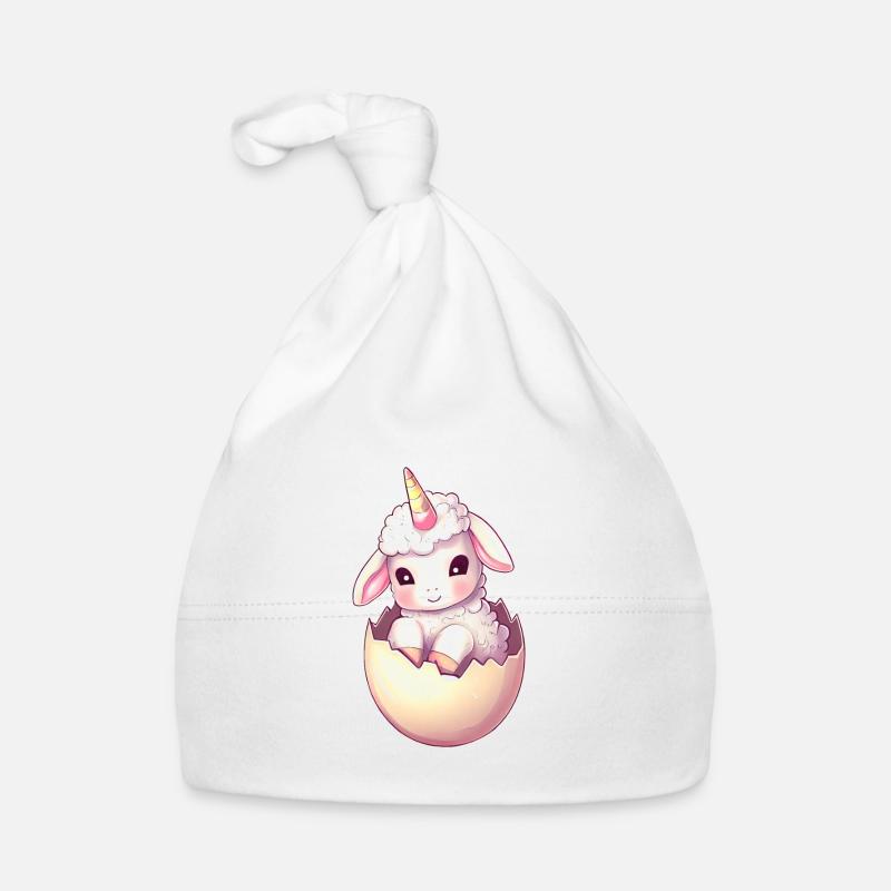 Sheep with unicorn in eggshell Imaginative Organic Baby Cap