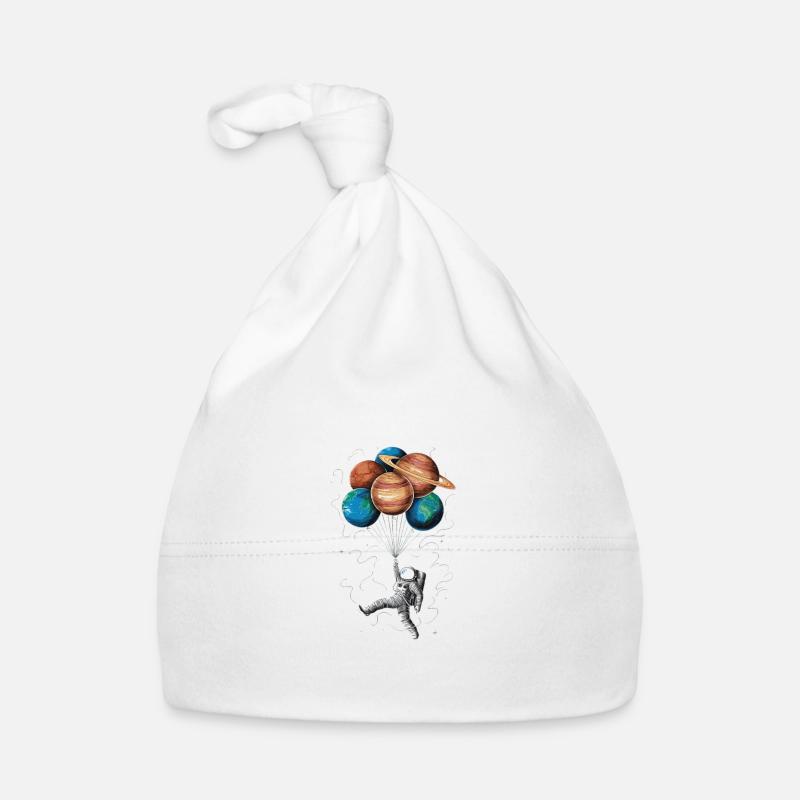 Astronaut Floating with Planets Balloons in Space Baby Bio-Mütze