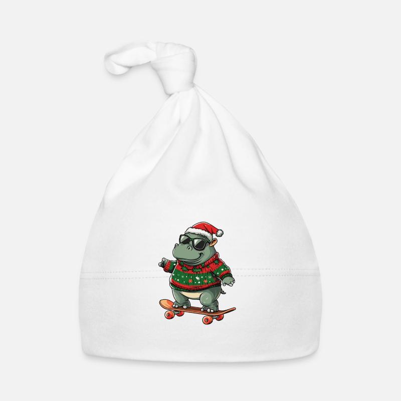 Hippopotame Noël Drôle Bonnet bio Bébé
