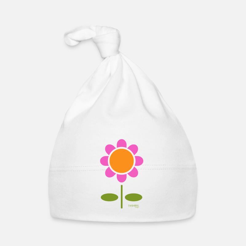 Retro Blume - Baby Bio-Mütze - Weiß