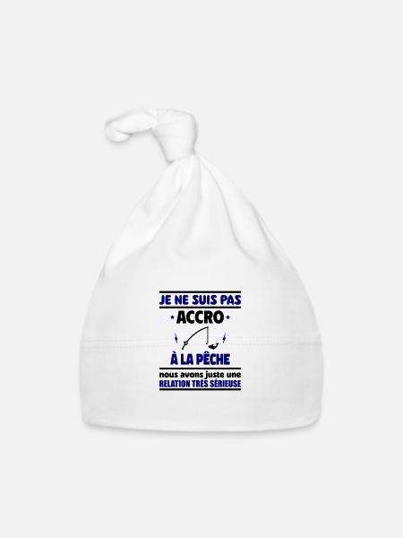 Je ne suis pas accro à la pêche - Bonnet bio Bébé - blanc - Devant