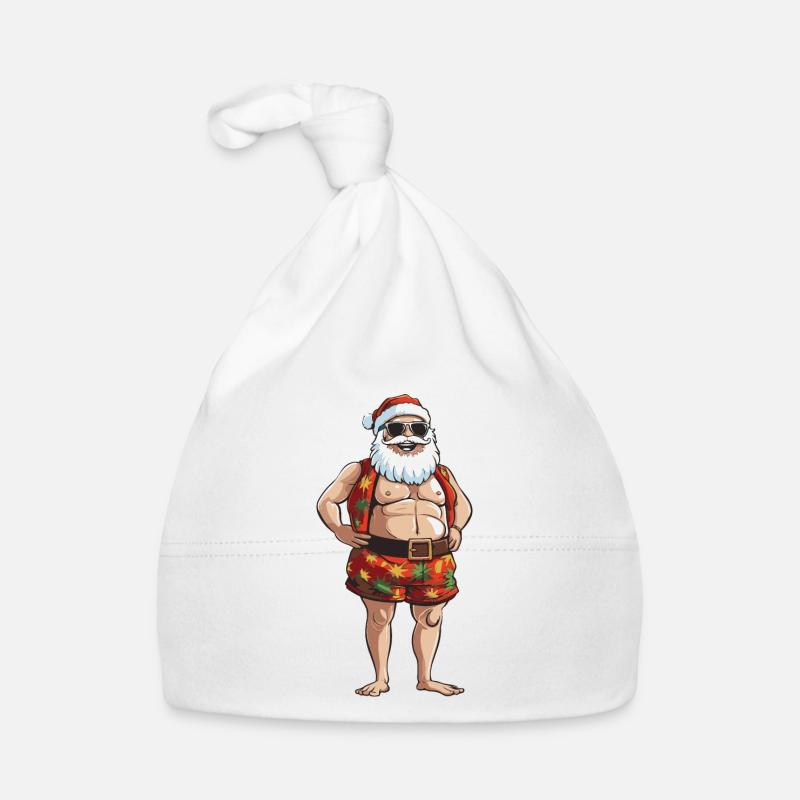 Vacances du Père Noël Père Noël d’été - Bonnet bio Bébé - blanc