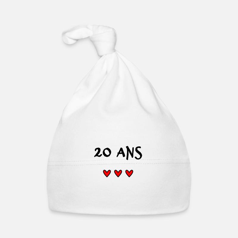 20. 20 ANS. 20e ANNIVERSAIRE. ANNIVERSAIRE 20 ANS. Bonnet bio Bébé