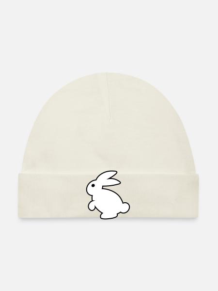lapin rose lapin blanc animal - Bonnet bio Bébé - blanc - Devant