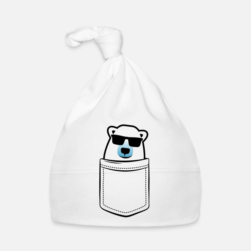 Mein Eisbär in der Tasche - Brusttasche Baby Bio-Mütze