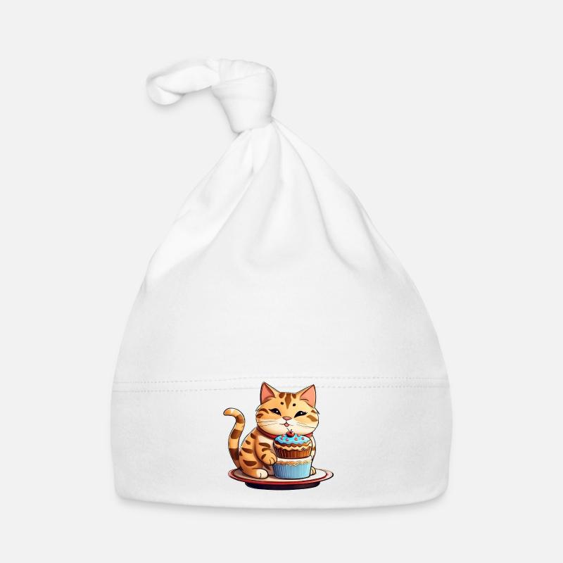 Niedliche dicke Katze mit Cup Cake Baby Bio-Mütze