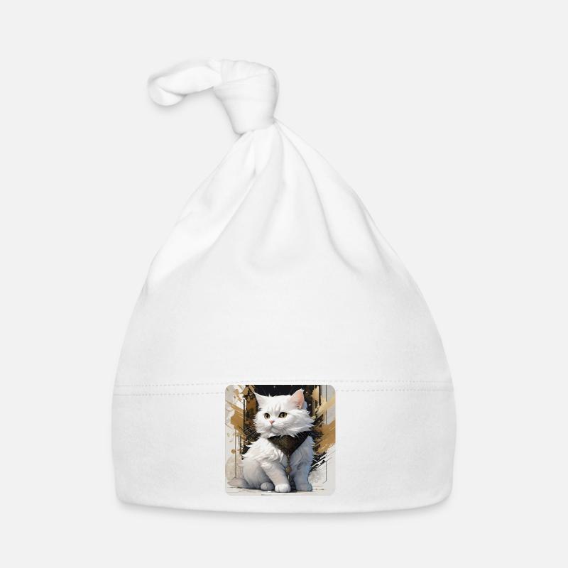 Mignon chat blanc Bonnet bio Bébé
