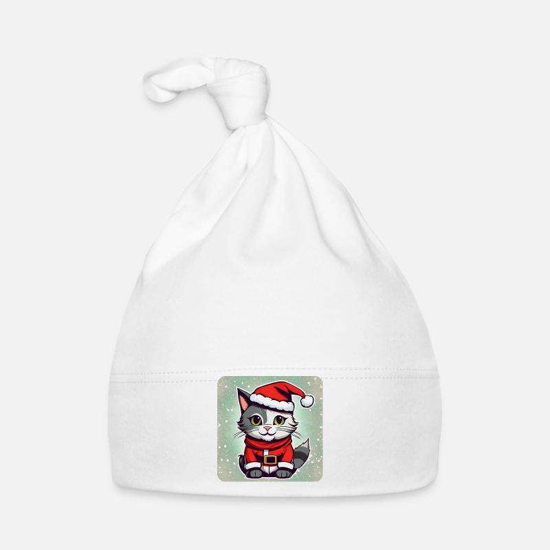 Chat de Noël mignon Bonnet bio Bébé