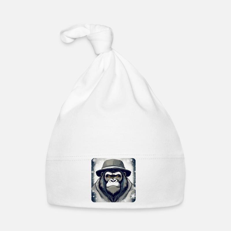 Cool gorilla with hat and snowflakes Organic Baby Cap