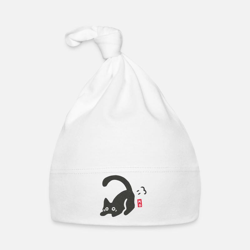 Chat qui pète - Bonnet bio Bébé - blanc