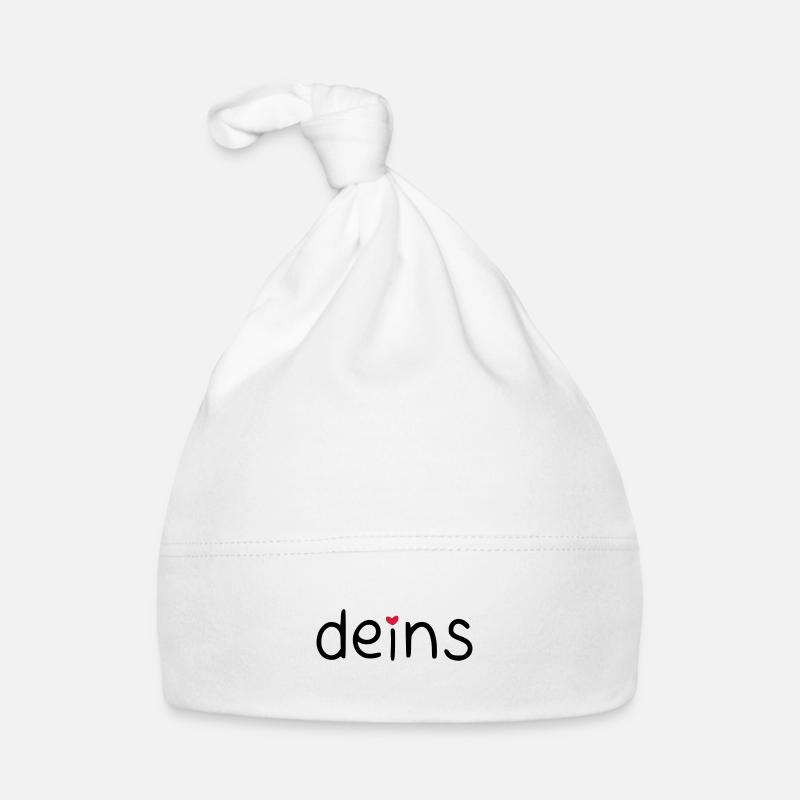 deins – mit farbigem Herz - Baby Bio-Mütze - Weiß