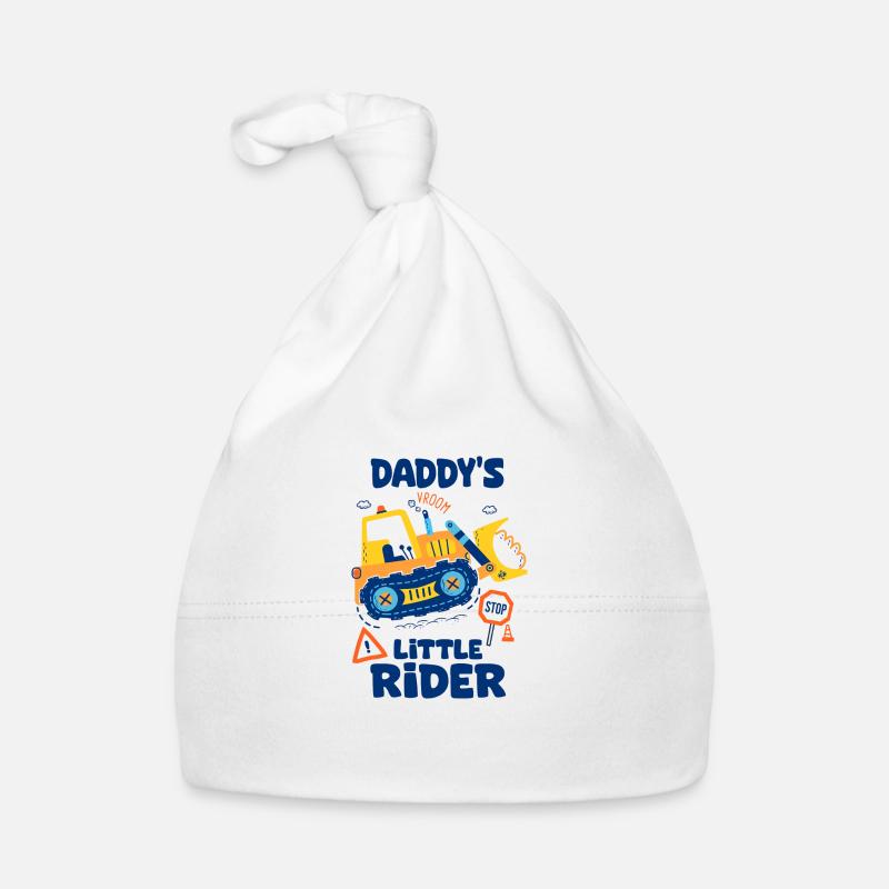 petit pilote de papa bébé buldozer engins chantier - Bonnet bio Bébé - blanc